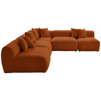 ECKSOFA in Flachgewebe, Teddystoff Rostfarben  - Rostfarben, Trend, Textil (315/300cm) - Livetastic