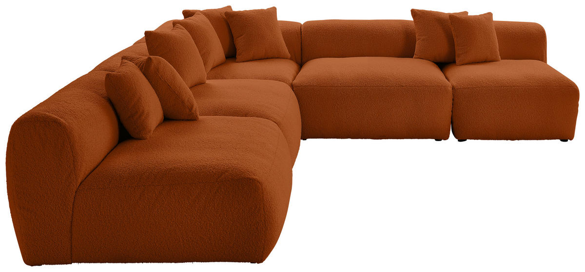 ECKSOFA in Flachgewebe, Teddystoff Rostfarben  - Rostfarben, Trend, Textil (315/300cm) - Livetastic