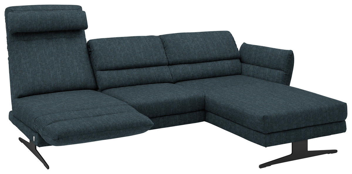 ECKSOFA in Flachgewebe Petrol  279-327/176-217 cm  - Petrol/Schwarz, Design, Textil/Metall (279-327/176-217cm) - Dieter Knoll