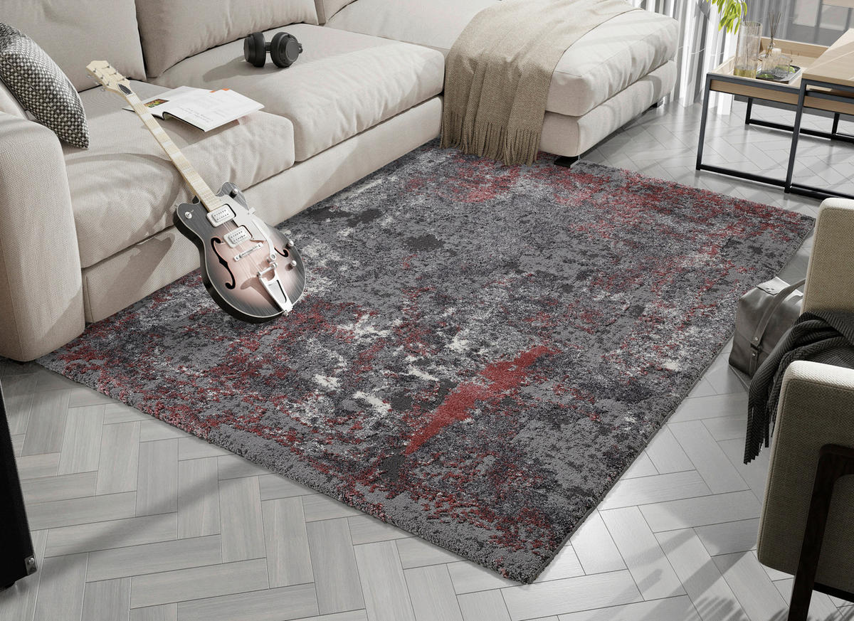 VINTAGE-TEPPICH 200/200 cm Timeline Quantum Grau, Hellrot  - Hellrot/Grau, Design, Textil (200/200cm) - Novel