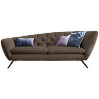 CHESTERFIELD-SOFA  in Mikrofaser Schwarz, Hellbraun  - Hellbraun/Schwarz, Design, Textil/Metall (223/84/90cm) - Pure Home Lifestyle