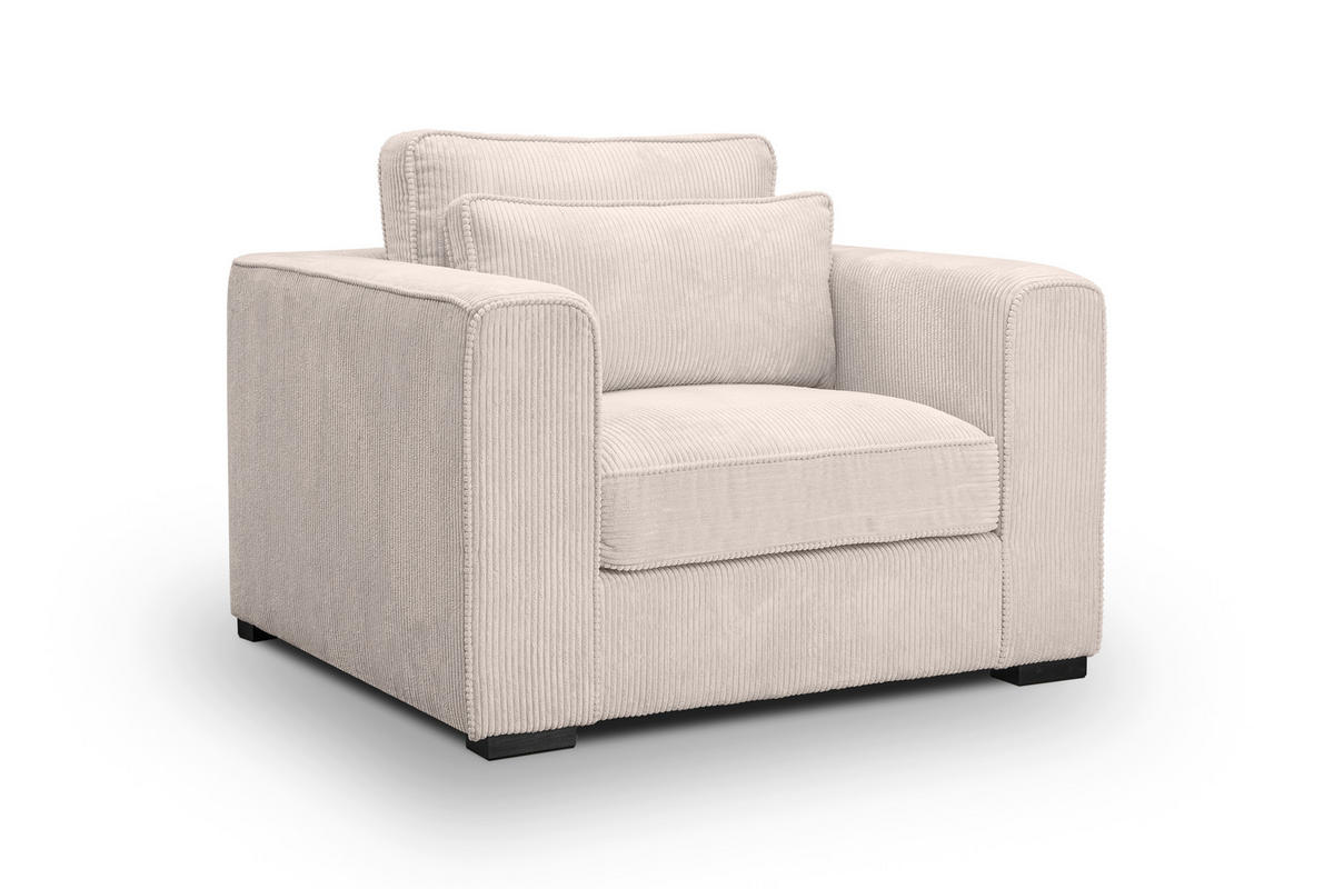 1,5-SITZER ALMERA Cord Greige  - Greige/Schwarz, Basics, Holz/Textil (120/92/112cm) - MID.YOU