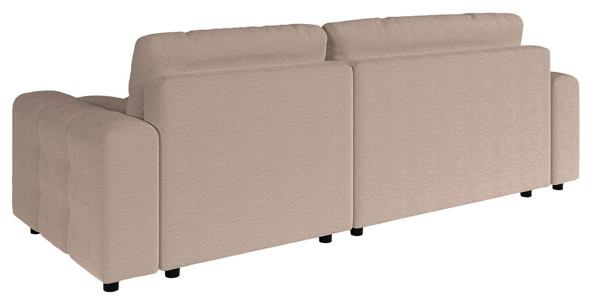 ECKSOFA Luki Taupe Bouclé  - Taupe/Schwarz, Design, Kunststoff/Textil (233/142cm) - Livetastic