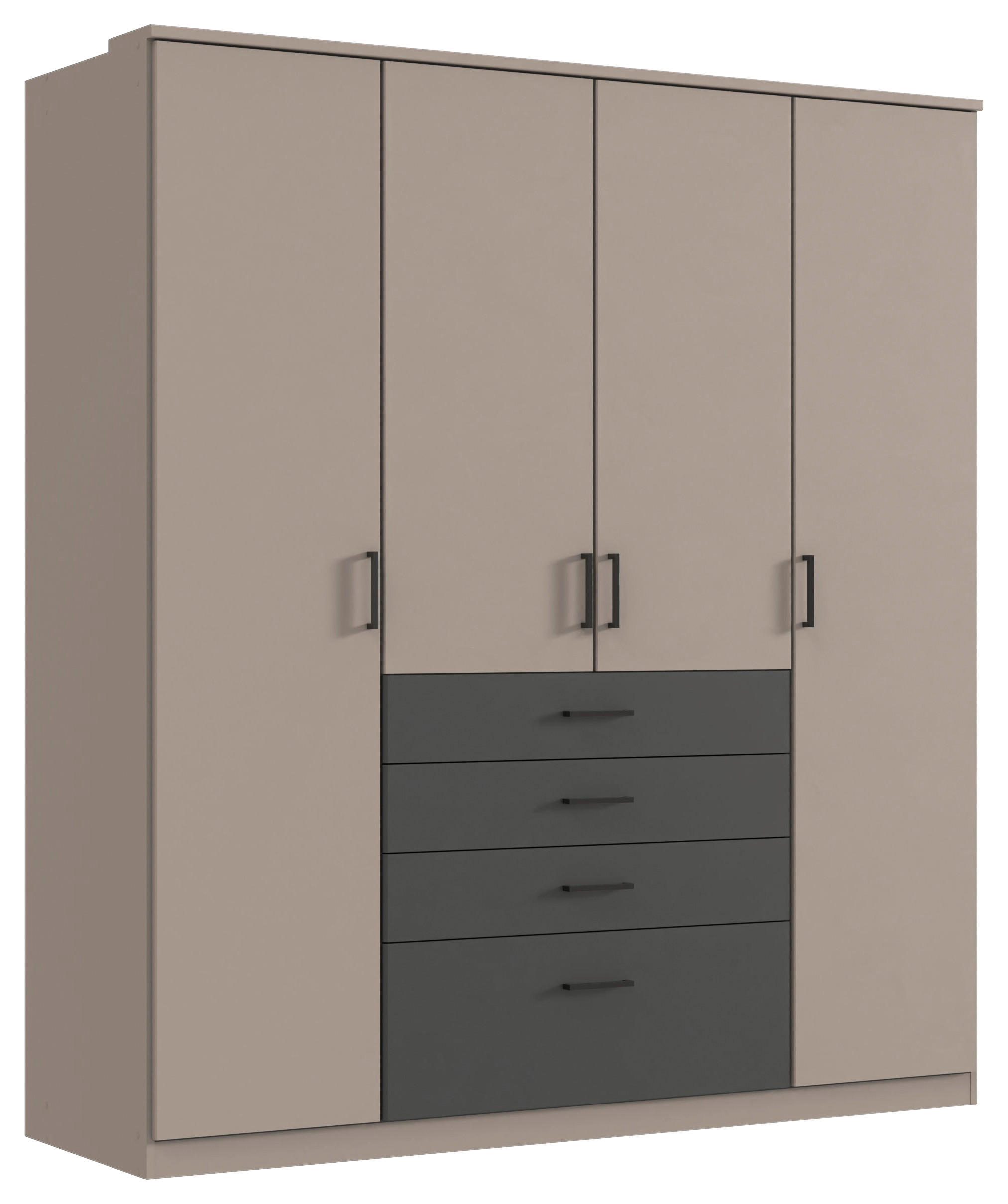 KLEIDERSCHRANK in Graphitfarben, Grau  - Schwarz/Graphitfarben, Konventionell, Holzwerkstoff/Kunststoff (180/199/58cm) - Carryhome