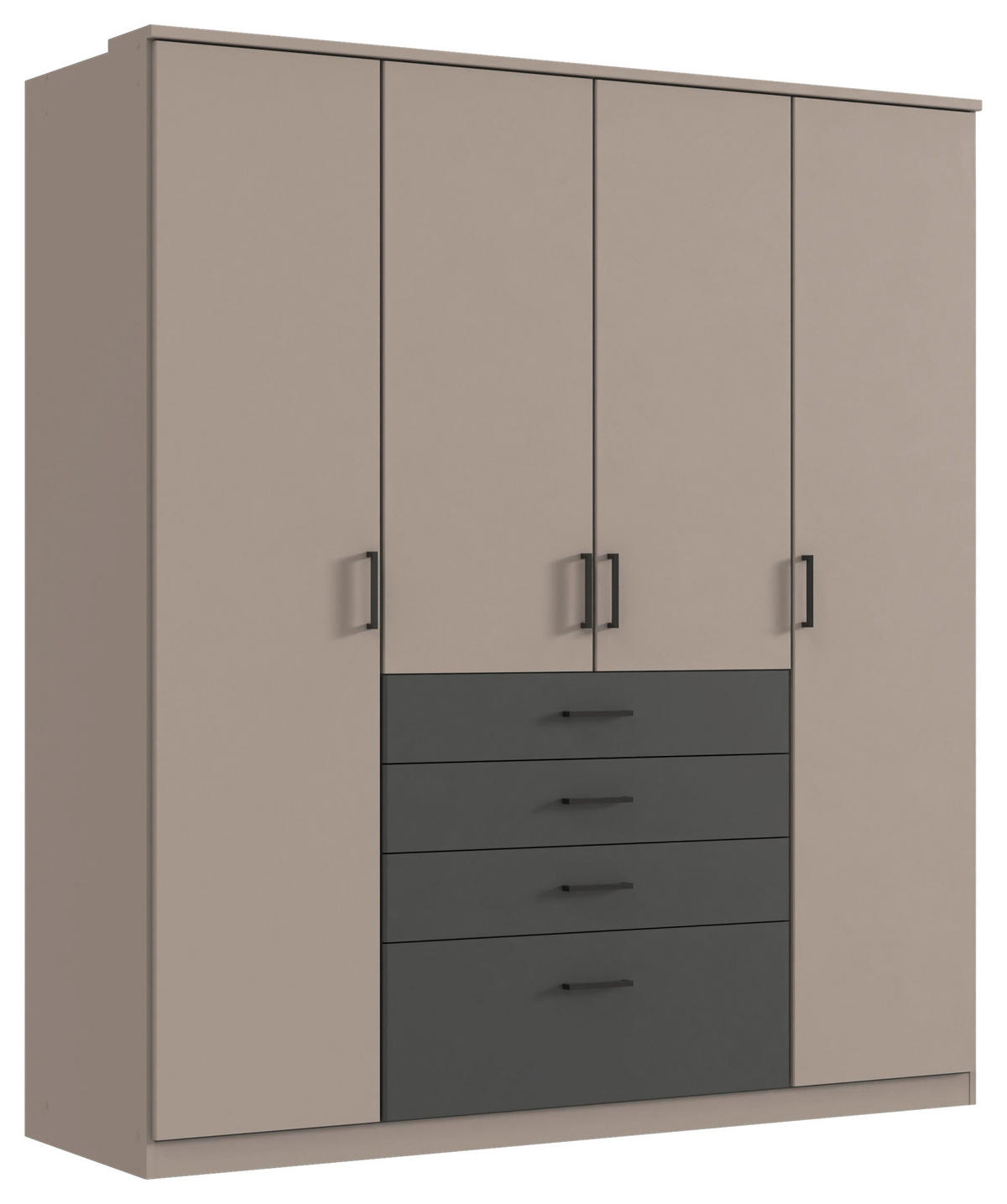 KLEIDERSCHRANK in Graphitfarben, Grau  - Schwarz/Graphitfarben, Konventionell, Holzwerkstoff/Kunststoff (180/199/58cm) - Carryhome