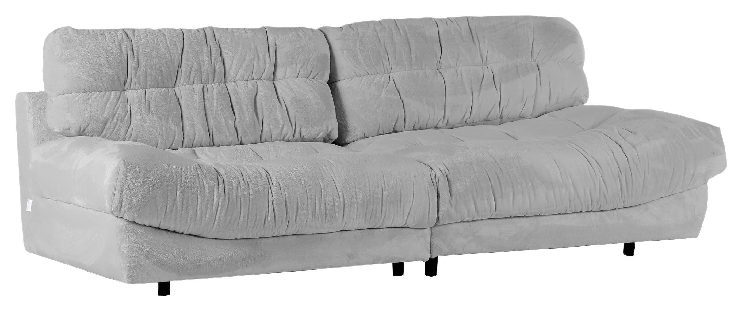 BIGSOFA in Plüsch Silberfarben  - Silberfarben/Schwarz, Konventionell, Kunststoff/Textil (262/70/115cm) - Ambia Home