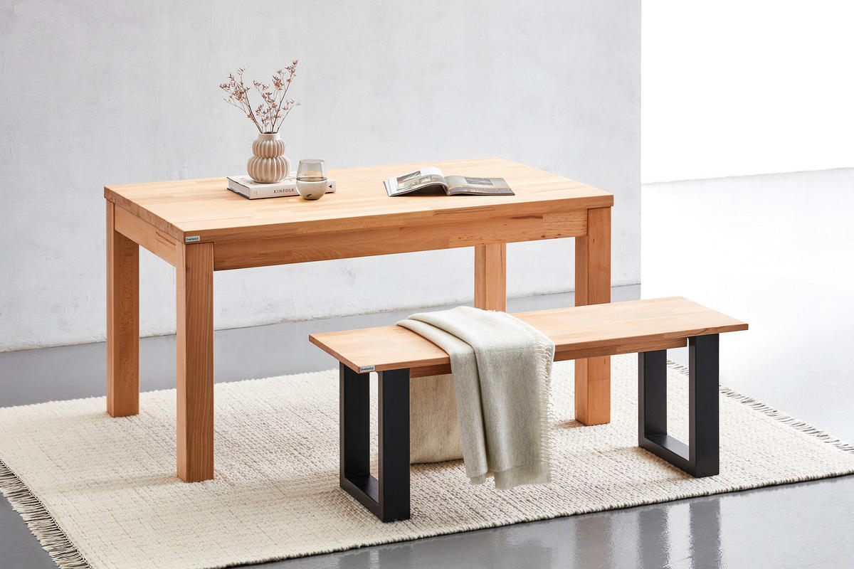 SITZBANK in Holz Kernbuche  - Schwarz/Kernbuche, Natur, Holz (160/38/45cm) - Livetastic