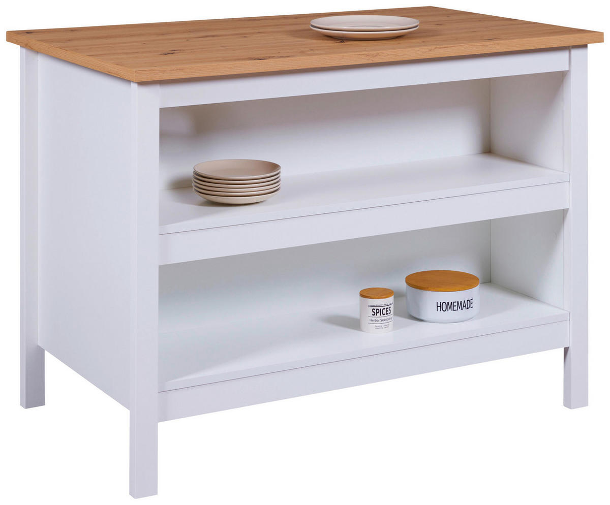 ÎLOT DE CUISINE   in Weiss, Eiche Artisan  - Weiss/Eiche Artisan, Konventionell, Holz/Holzwerkstoff (124/91,5/75cm) - MID.YOU