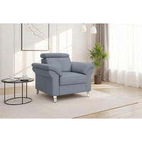 SESSEL in Echtleder Graublau  - Chromfarben/Graublau, Basics, Leder/Metall (101/84/93cm) - Sit & More