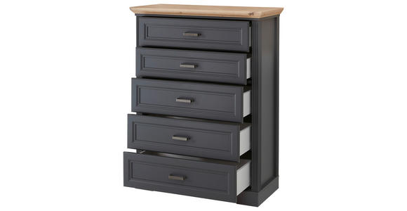 KOMMODE , 93/121/41 cm, 5 Schublade(n)  - Schwarz/Graphitfarben, Design, Holzwerkstoff/Metall (93/121/41cm) - Landscape