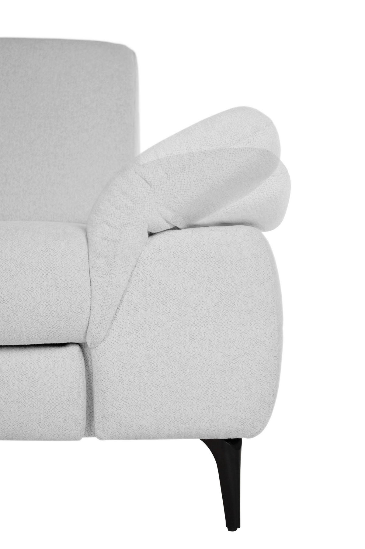 ECKSOFA ALMA in Chenille Hellgrau  191/285 cm  - Hellgrau/Schwarz, Design, Textil/Metall (191/285cm) - Livetastic