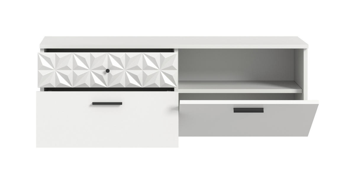 SCHUHSCHRANK Weiß  - Schwarz/Weiß, Design, Holzwerkstoff/Metall (110/38/35cm) - MID.YOU