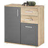 Kommode Basel 80/84/35 cm  in Grau, Eichefarben  - Eichefarben/Silberfarben, Design, Holzwerkstoff/Kunststoff (80/84/35cm) - MID.YOU