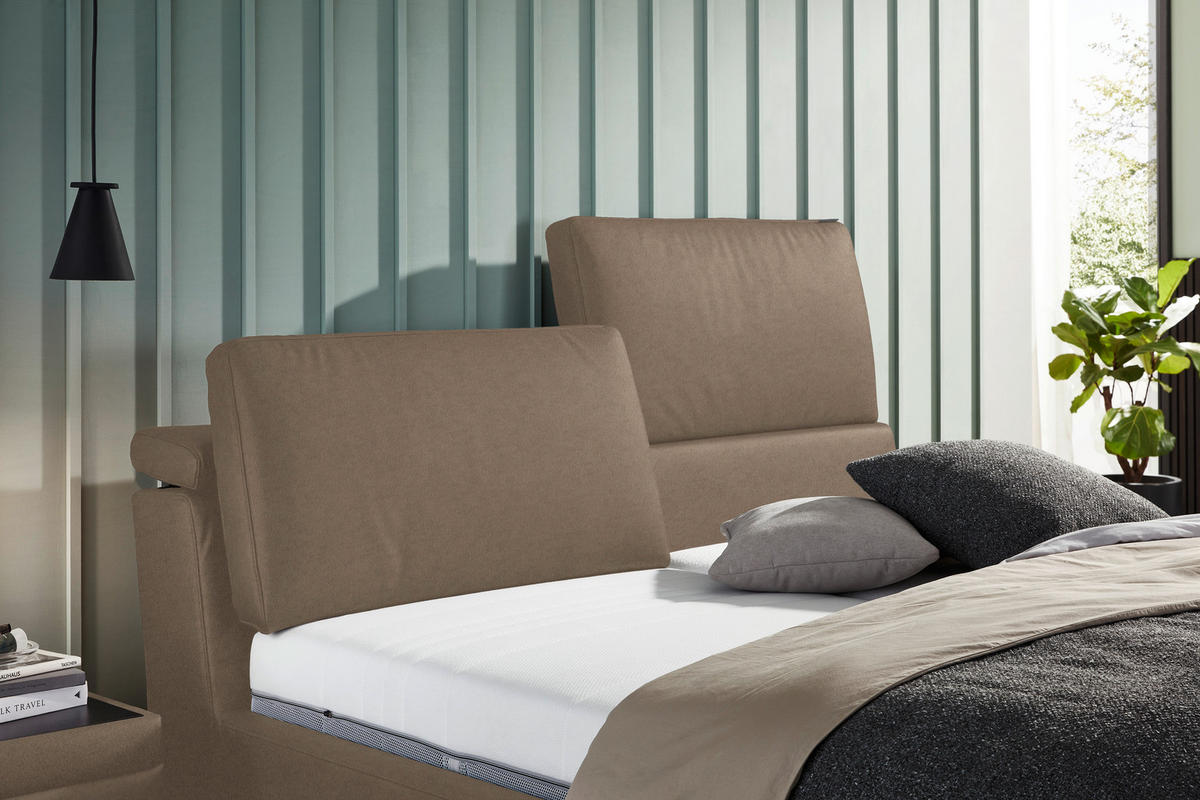 POLSTERBETT 180/200 cm  in Hellbraun  - Hellbraun/Anthrazit, Design, Holz/Textil (180/200cm) - Johann Jakob