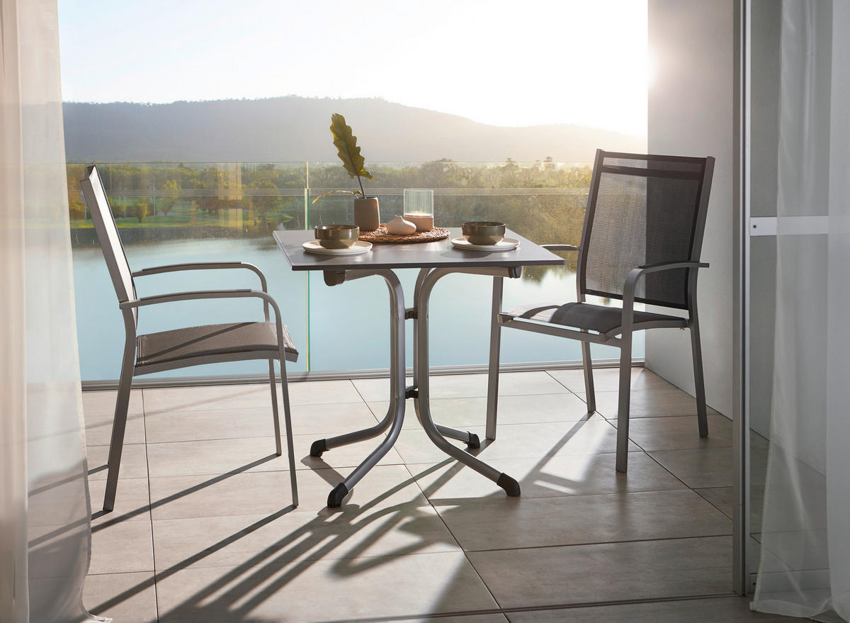 GARTENKLAPPTISCH 80/80/73 cm Metall, Kunststoff quadratisch  - Anthrazit/Graphitfarben, Basics, Kunststoff/Metall (80/80/73cm) - Sieger