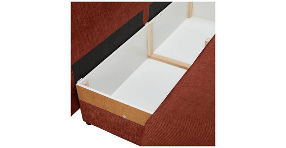 SCHLAFSOFA mit Liegefunktion, Rücken echt Chenille Terracotta - Terracotta/Schwarz, KONVENTIONELL, Holz/Textil (212/97/105cm) - Carryhome