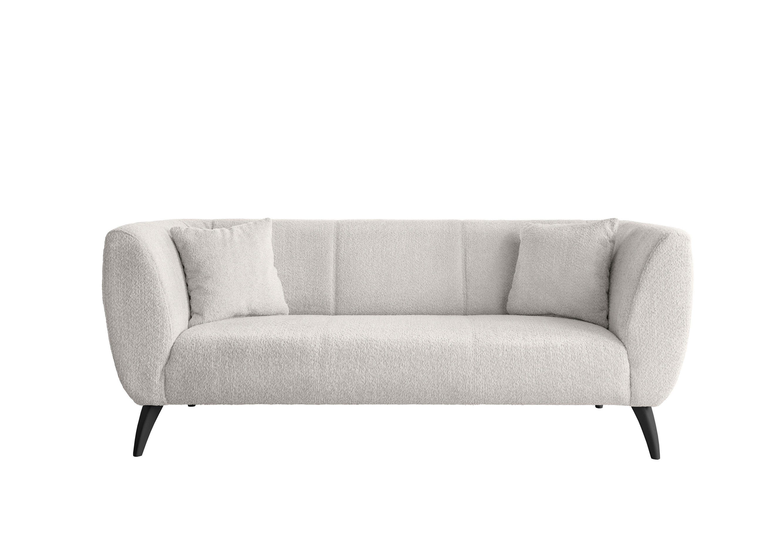 3-SITZER-SOFA in Bouclé Weiss  - Weiss/Schwarz, Modern, Holz/Textil (208/83/88cm) - MID.YOU