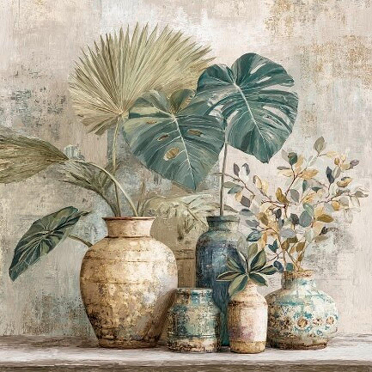 LEINWANDBILD Stillleben, Pflanzen 55/55 cm  - Multicolor, Basics, Holz/Papier (55/55cm) - Euroart