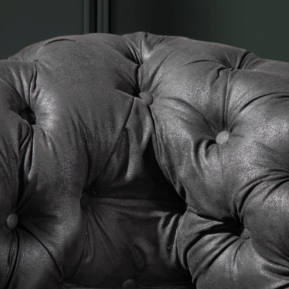 CHESTERFIELD-SOFA Mikrofaser Dunkelgrau  - Dunkelgrau/Dunkelbraun, KONVENTIONELL, Textil (203/79/93cm) - Livetastic