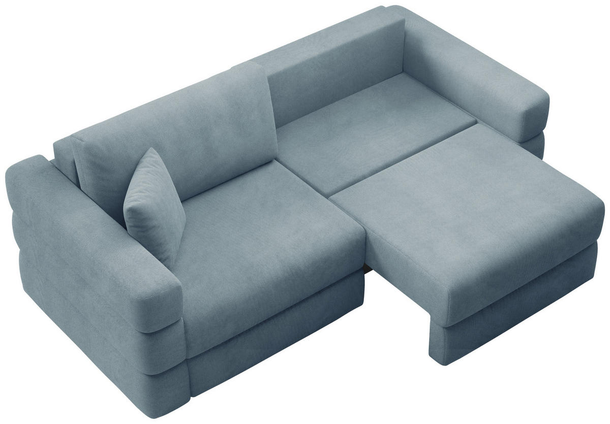 SCHLAFSOFA TERAZZO in Webstoff Blau  - Blau/Schwarz, Design, Kunststoff/Textil (254/93/167cm) - Livetastic