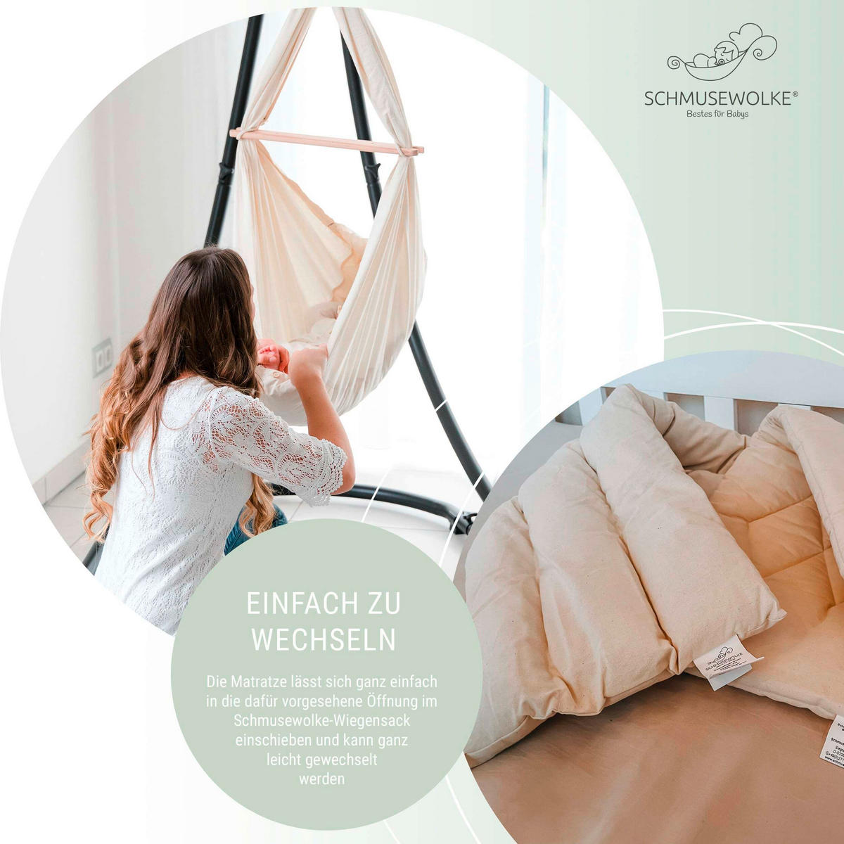 FEDERWIEGE   - Anthrazit/Hellgrau, Basics, Kunststoff/Textil (135/194/135cm) - SCHMUSEWOLKE