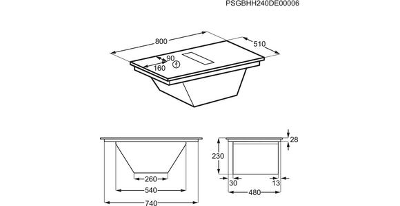 KOCHFELD-DUNSTABZUG-KOMBI DKEX8050IB  - Schwarz, Basics, Glas/Metall (80/23/51cm) - Dieter Knoll