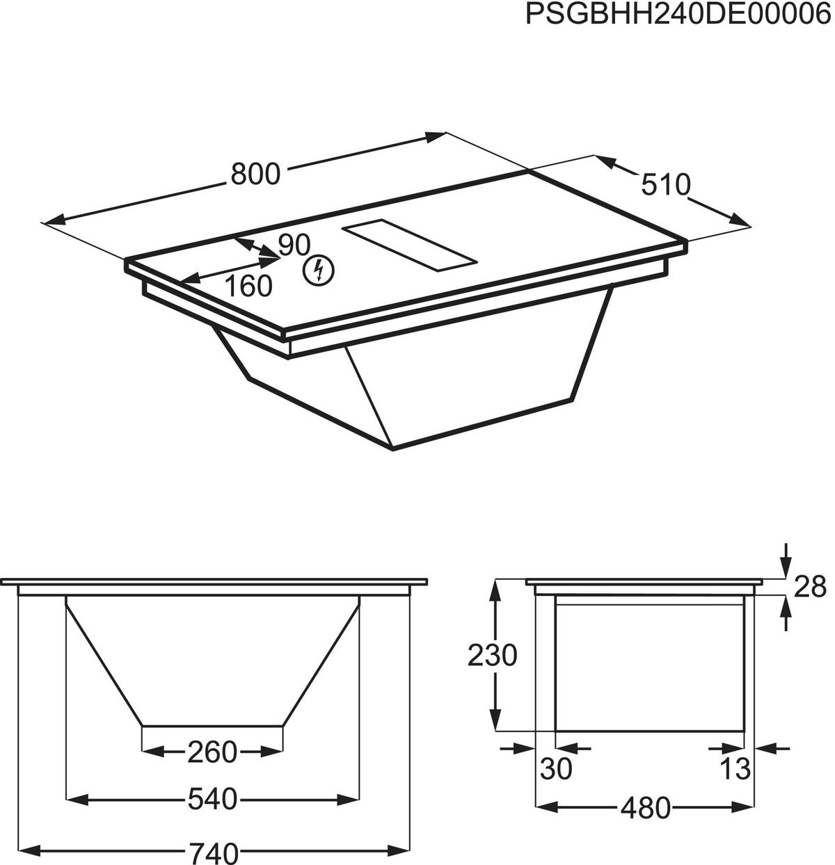 KOCHFELD-DUNSTABZUG-KOMBI DKEX8050IB  - Schwarz, Basics, Glas/Metall (80/23/51cm) - Dieter Knoll