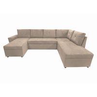 WOHNLANDSCHAFT in Cord Taupe  - Taupe/Schwarz, Design, Kunststoff/Textil (155/297/212cm) - MID.YOU