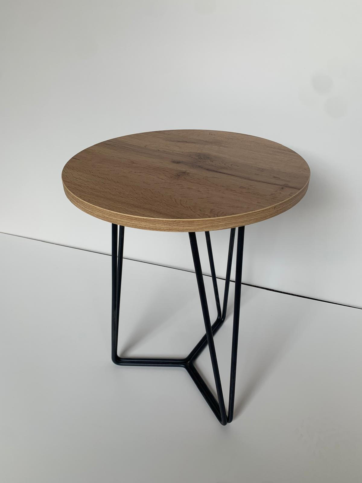 KLUB STOLIĆ crna, boje hrasta  metal, drvni materijal  - boje hrasta/crna, Moderno, drvni materijal/metal (50cm)