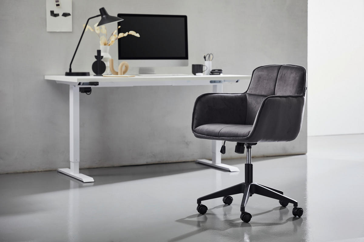 DREHSTUHL  in Samt Dunkelgrau, Schwarz  - Dunkelgrau/Schwarz, MODERN, Kunststoff/Textil (60/80-90/62cm) - Livetastic