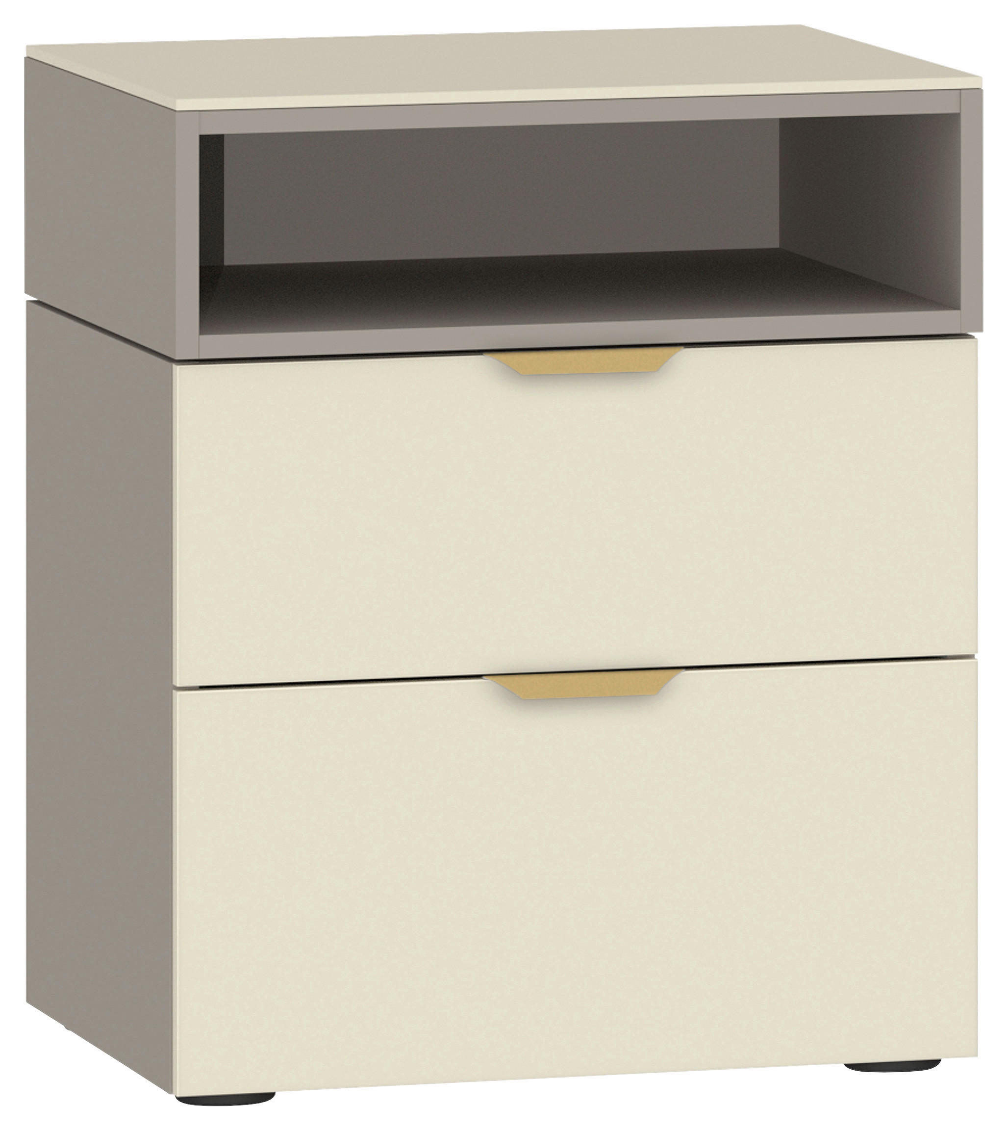 NACHTSCHRANK 45/55/43 cm  - Hellbraun/Creme, Design, Glas/Holzwerkstoff (45/55/43cm) - Jutzler
