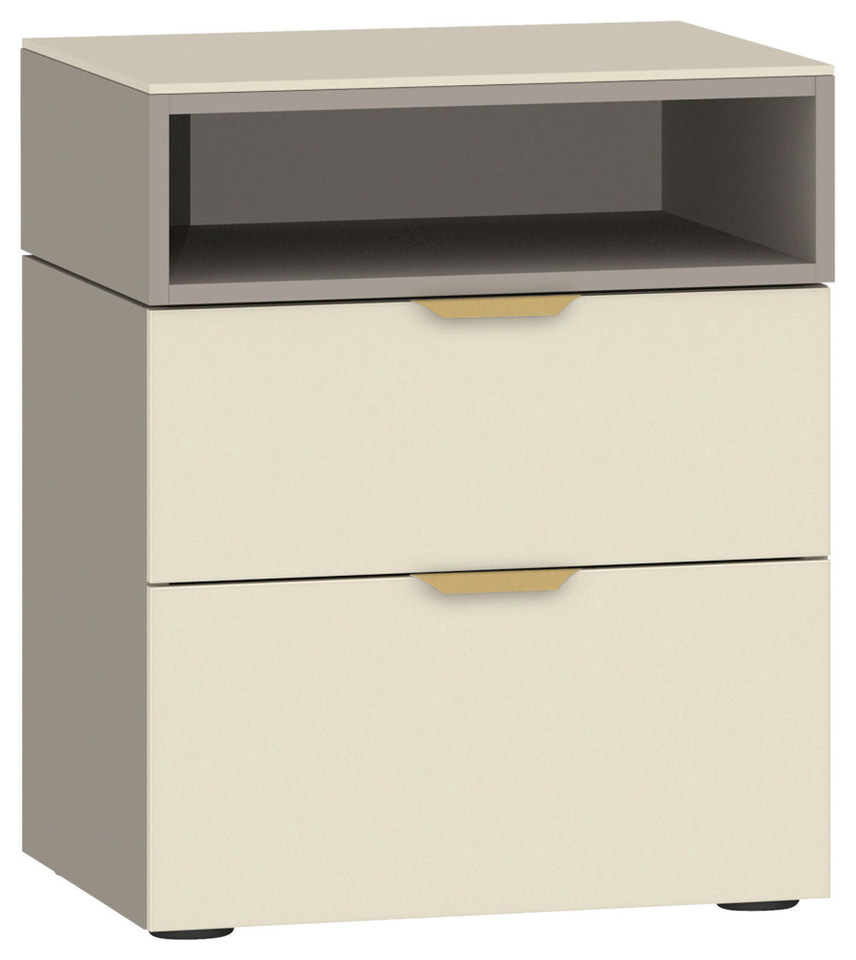NACHTSCHRANK 45/55/43 cm  - Hellbraun/Creme, Design, Glas/Holzwerkstoff (45/55/43cm) - Jutzler