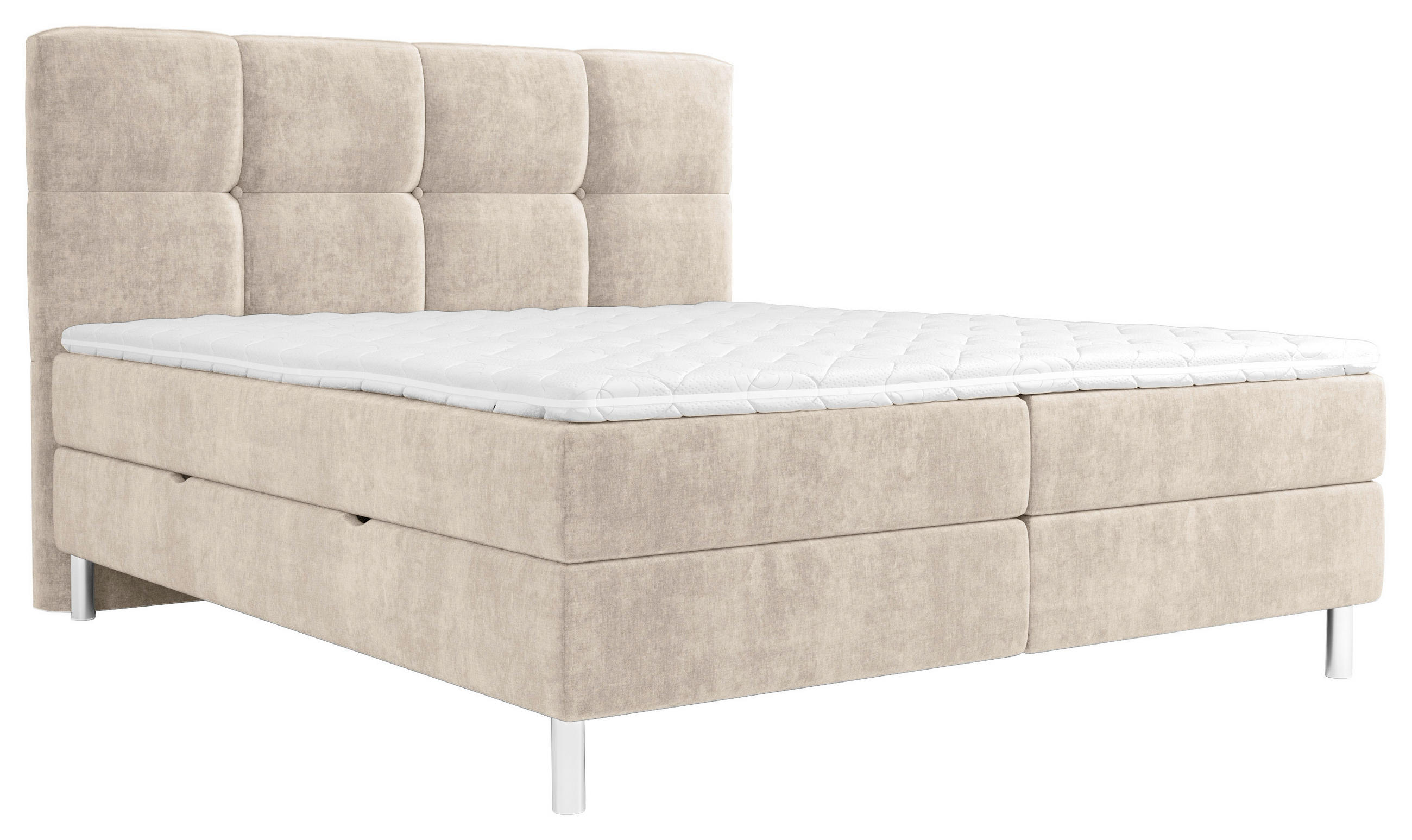 BOXBETT 180/200 cm  in Beige  - Chromfarben/Beige, Design, Holz/Holzwerkstoff (180/200cm) - Esposa