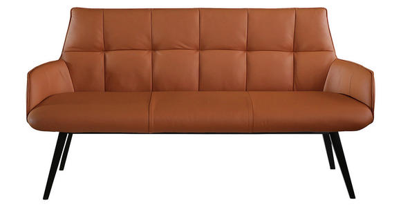 SITZBANK 160/89,5/64 cm  in Cognac  - Cognac/Schwarz, Design, Leder/Holz (160/89,5/64cm) - Novel