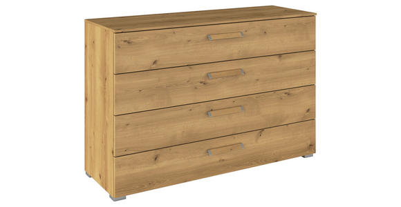 KOMMODE  in 120/81/42 cm  - Eichefarben/Silberfarben, Design, Holzwerkstoff/Kunststoff (120/81/42cm) - Novel