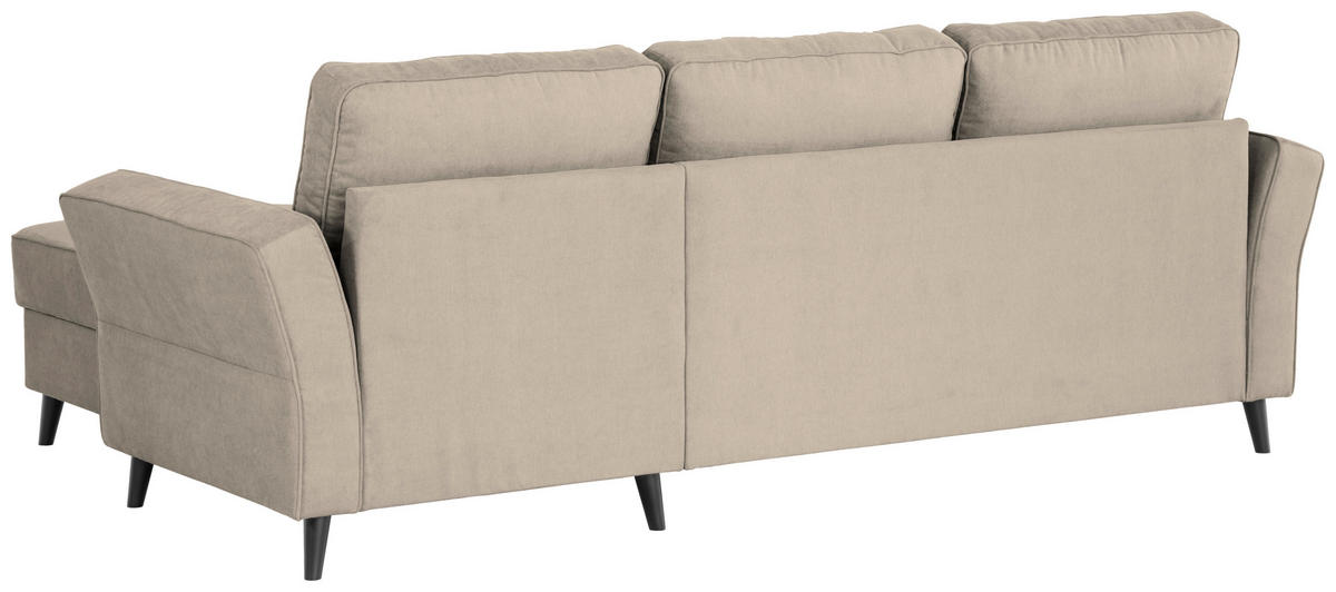 ECKSOFA in Velours Beige  - Beige/Schwarz, Konventionell, Holz/Textil (244/159cm) - Carryhome