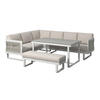 DINING-LOUNGESET 190/241 cm Aluminium  - Beige/Hellgrau, Design, Glas/Textil (190/241cm) - Amatio