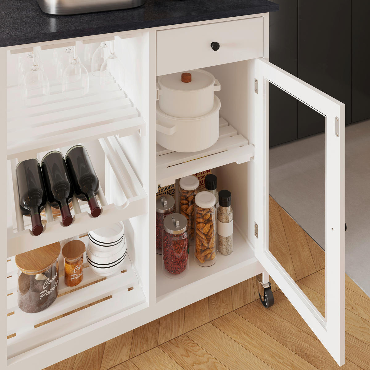 KÜCHENINSEL   in Schwarz, Weiß  - Schwarz/Weiß, Basics, Holzwerkstoff/Kunststoff (76/87/48cm) - MID.YOU