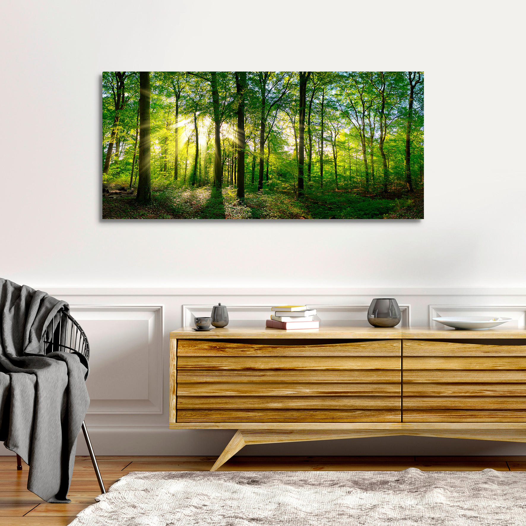 KUNSTDRUCK 120/55 cm  - Dunkelgrün/Multicolor, Basics, Holzwerkstoff/Textil (120/55cm) - Monee