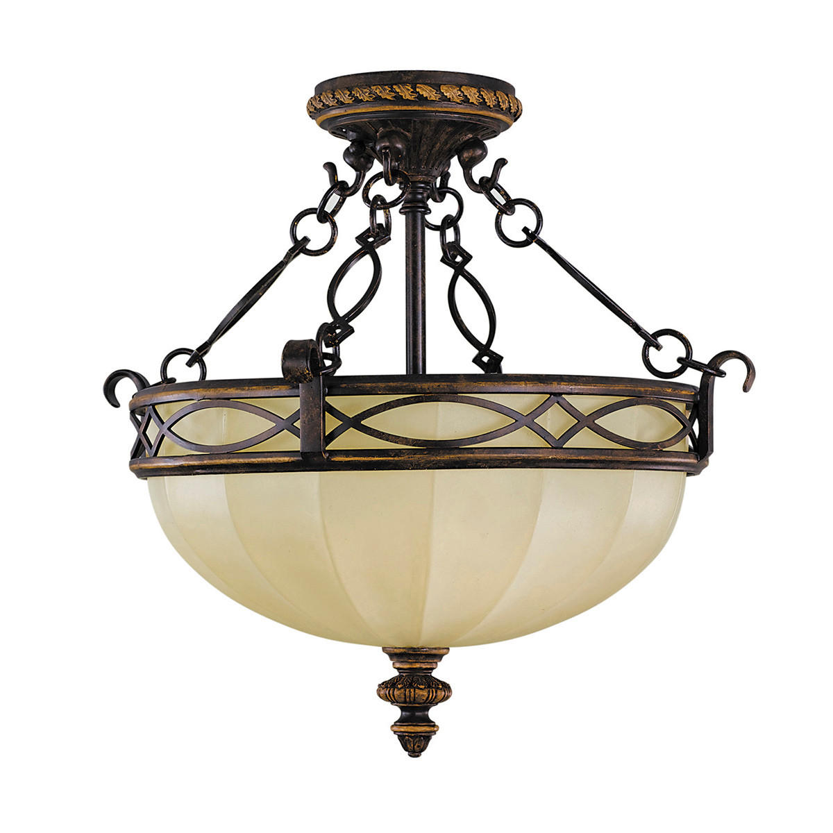 STROPNÉ SVIETIDLO, 39.4/36.8 cm  - farba vlašského orecha, Natur, kov/sklo (39.4/36.8cm) - Elstead Lighting