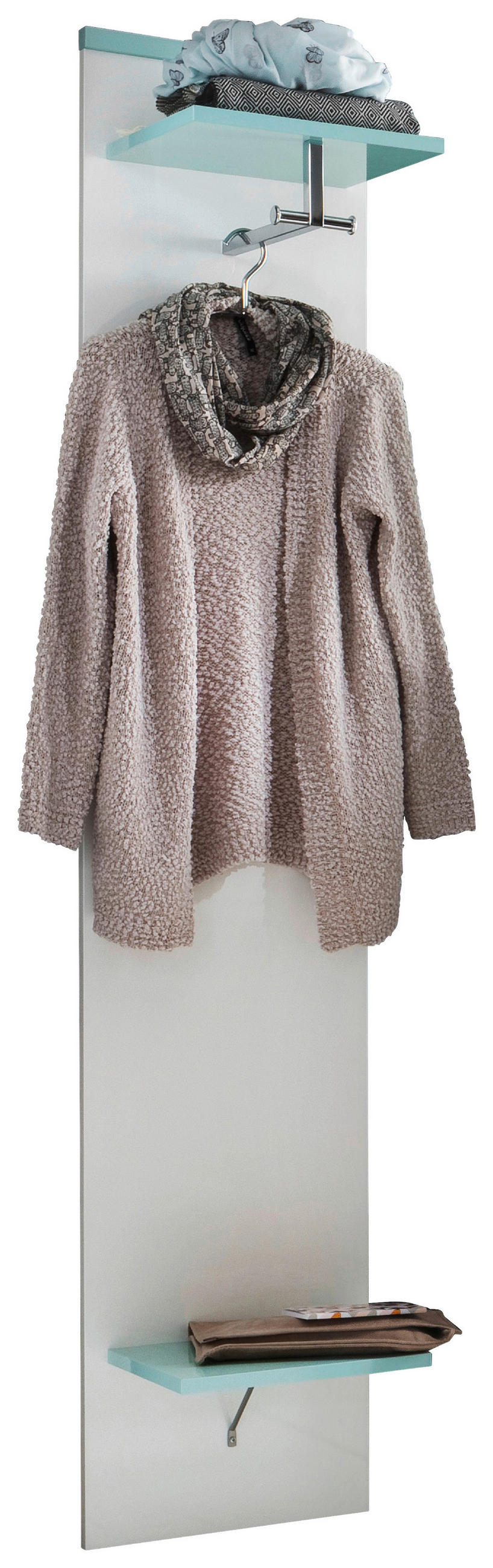 GARDEROBENPANEEL Weiß, Mintgrün - Weiß/Mintgrün, Design (40/199/32cm) - Cassando