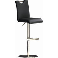 BARHOCKER in Metall, Textil Schwarz, Edelstahlfarben  - Edelstahlfarben/Schwarz, Design, Textil/Metall (42/91-116/50cm) - Livetastic