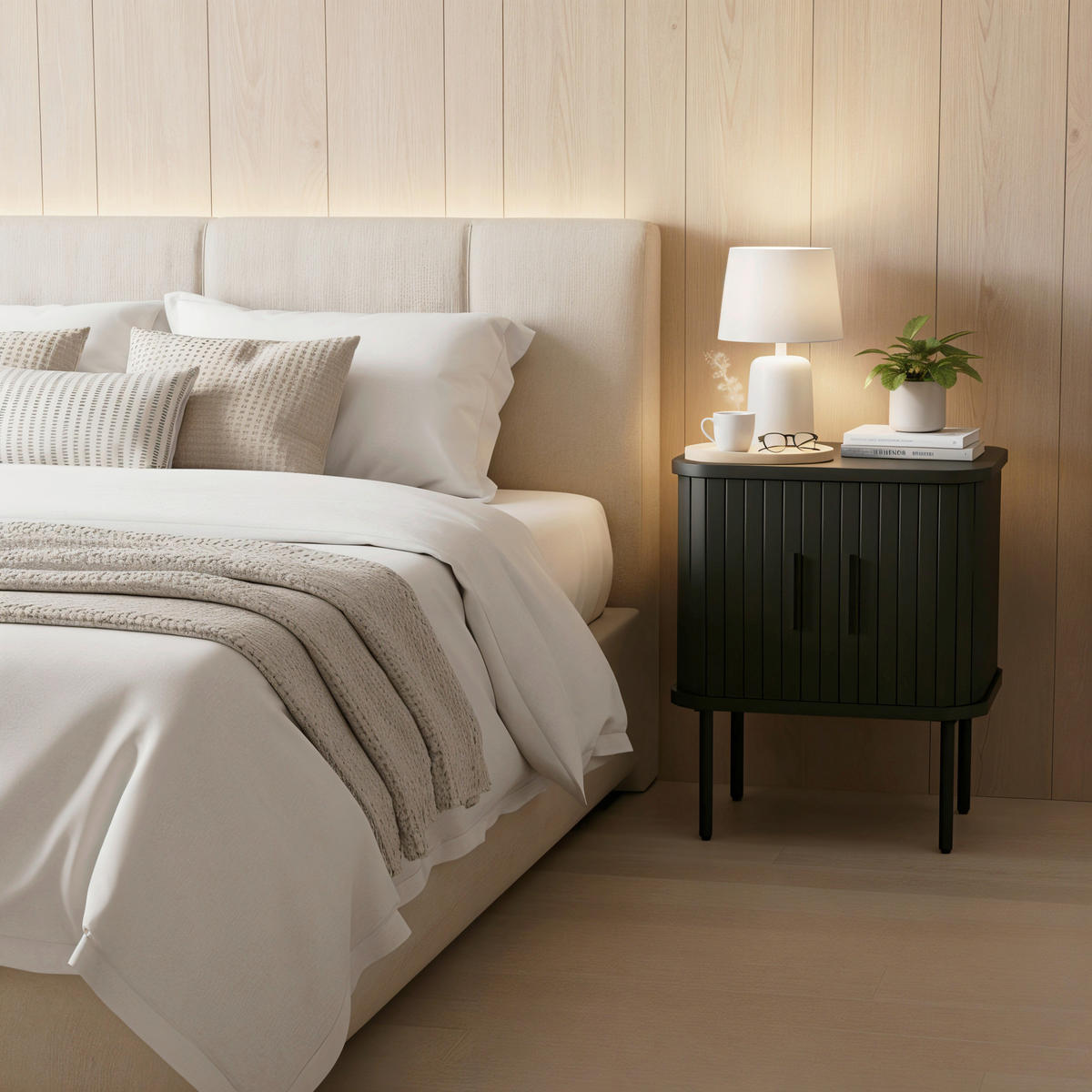 NACHTTISCH 45/55/40 cm  - Schwarz, Design, Holzwerkstoff/Metall (45/55/40cm) - Livetastic