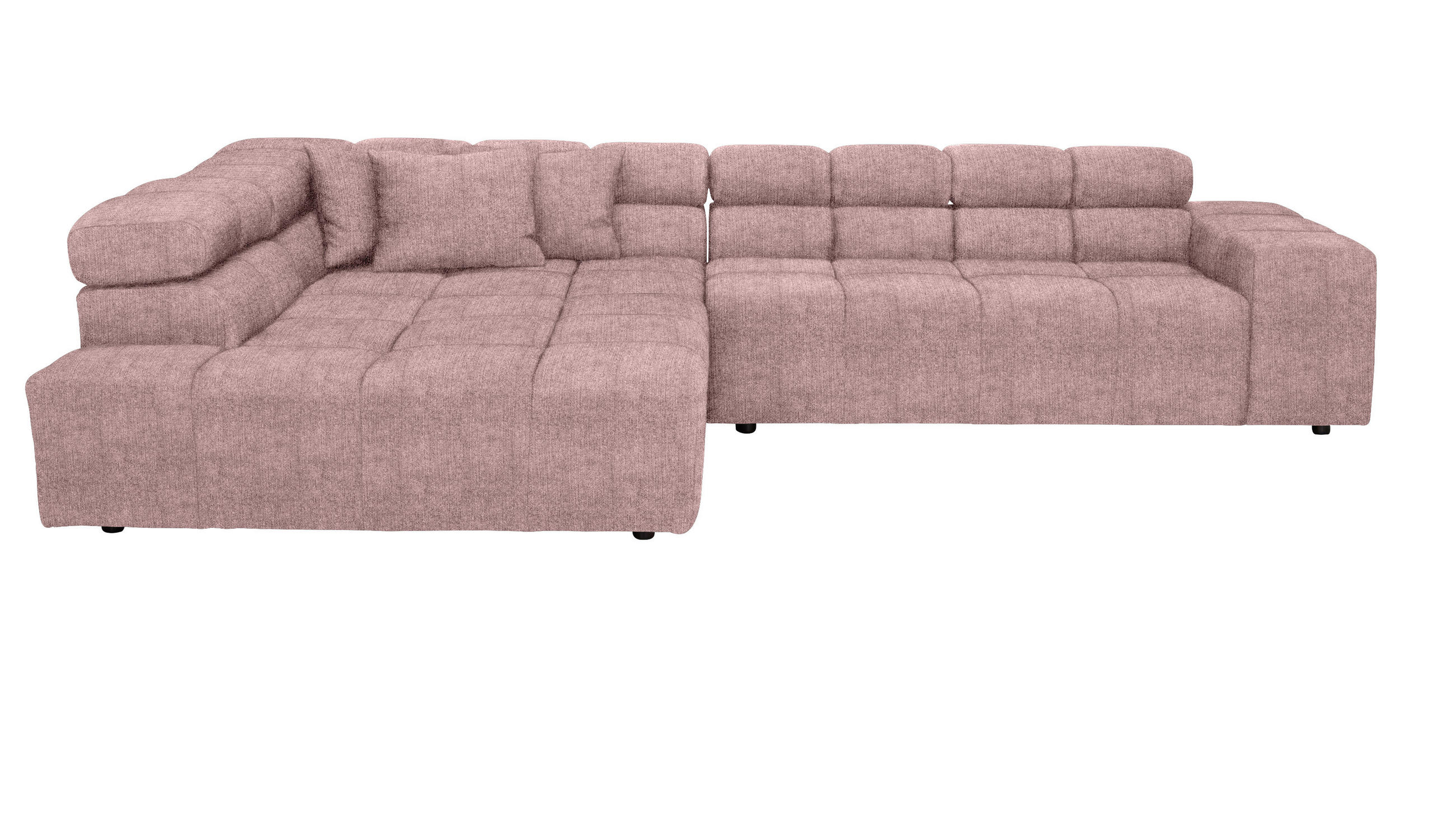ECKSOFA Rosa Velours Zierkissen, Rücken echt, Kopfteilverstellung  - Schwarz/Rosa, Design, Kunststoff/Textil (213/317cm) - Hom`in