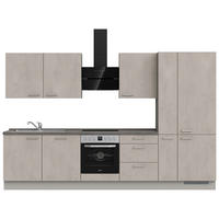 KÜCHENBLOCK 330 cm   in Grau, Schieferfarben  - Schieferfarben/Edelstahlfarben, MODERN, Holzwerkstoff/Metall (330cm) - Nobilia