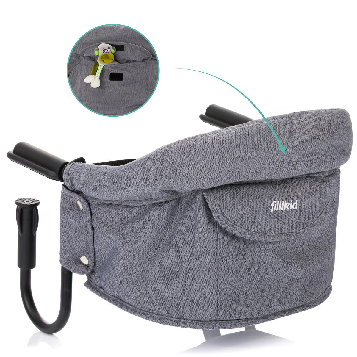 TISCHSITZ - Schwarz/Grau, Basics, Textil/Metall (36/30/45cm) - Fillikid