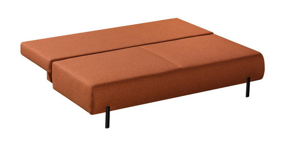 SCHLAFSOFA Webstoff Terracotta  - Terracotta/Schwarz, KONVENTIONELL, Textil/Metall (197/88/89cm) - Novel