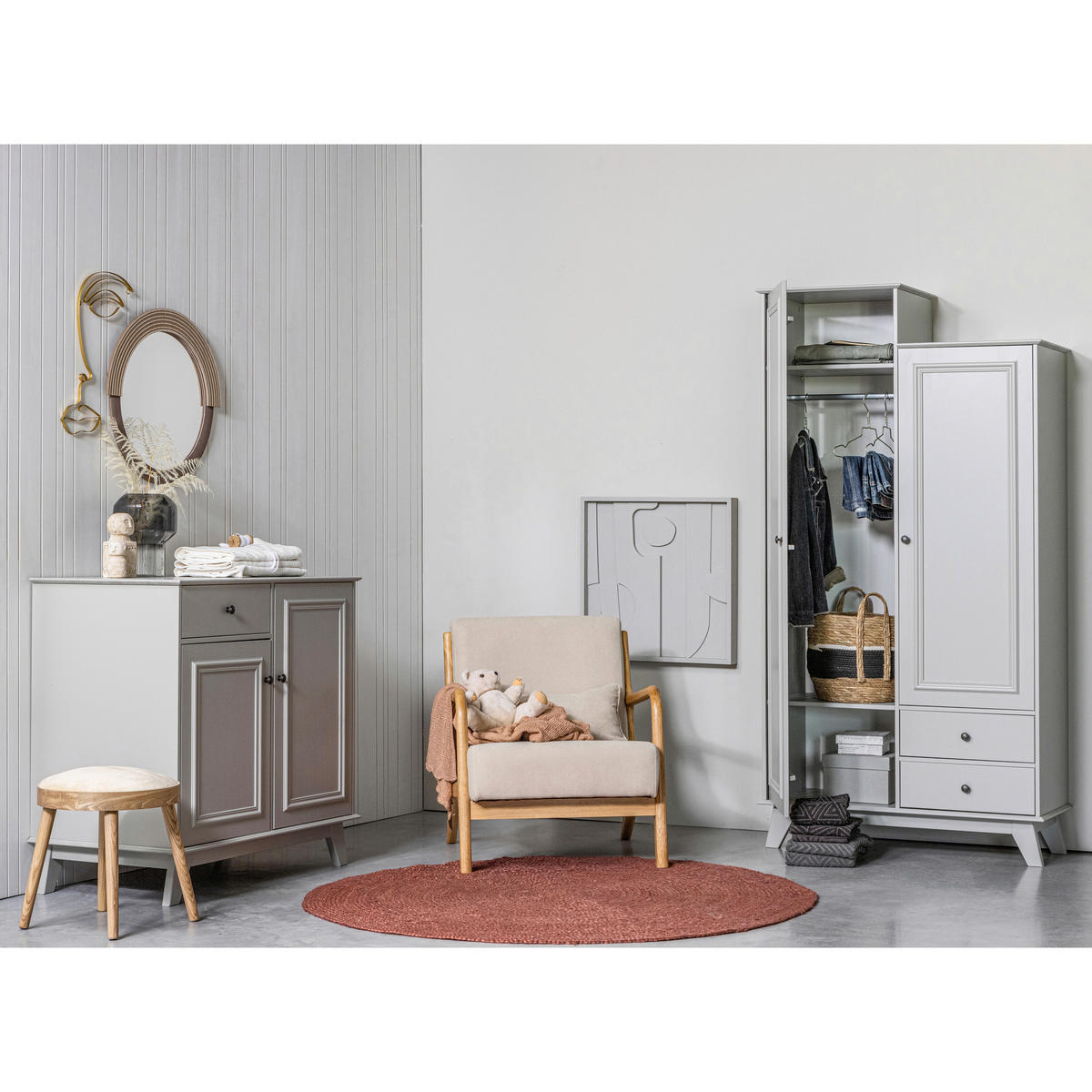 SESSEL in Webstoff Naturfarben  - Naturfarben, Design, Holz/Textil (67/75/82cm) - Livetastic