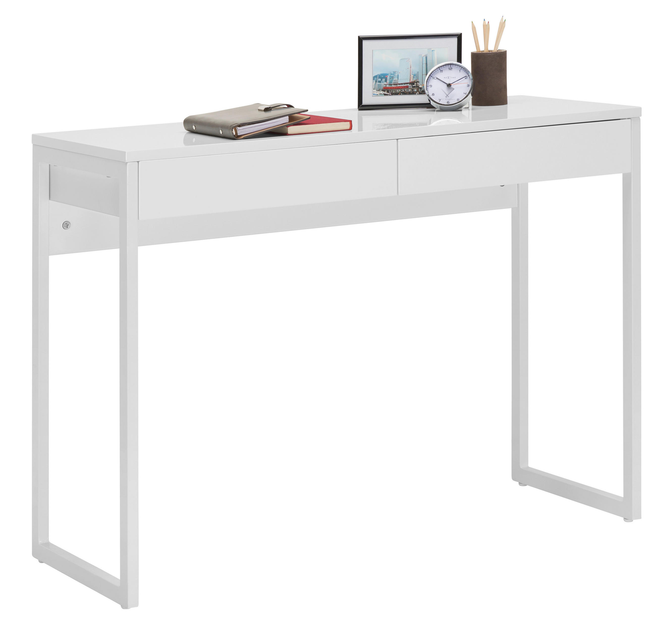 BUREAU 102/40/76 cm  in blanc  - blanc, Design, métal/matériau de bois (102/40/76cm) - Hom`in