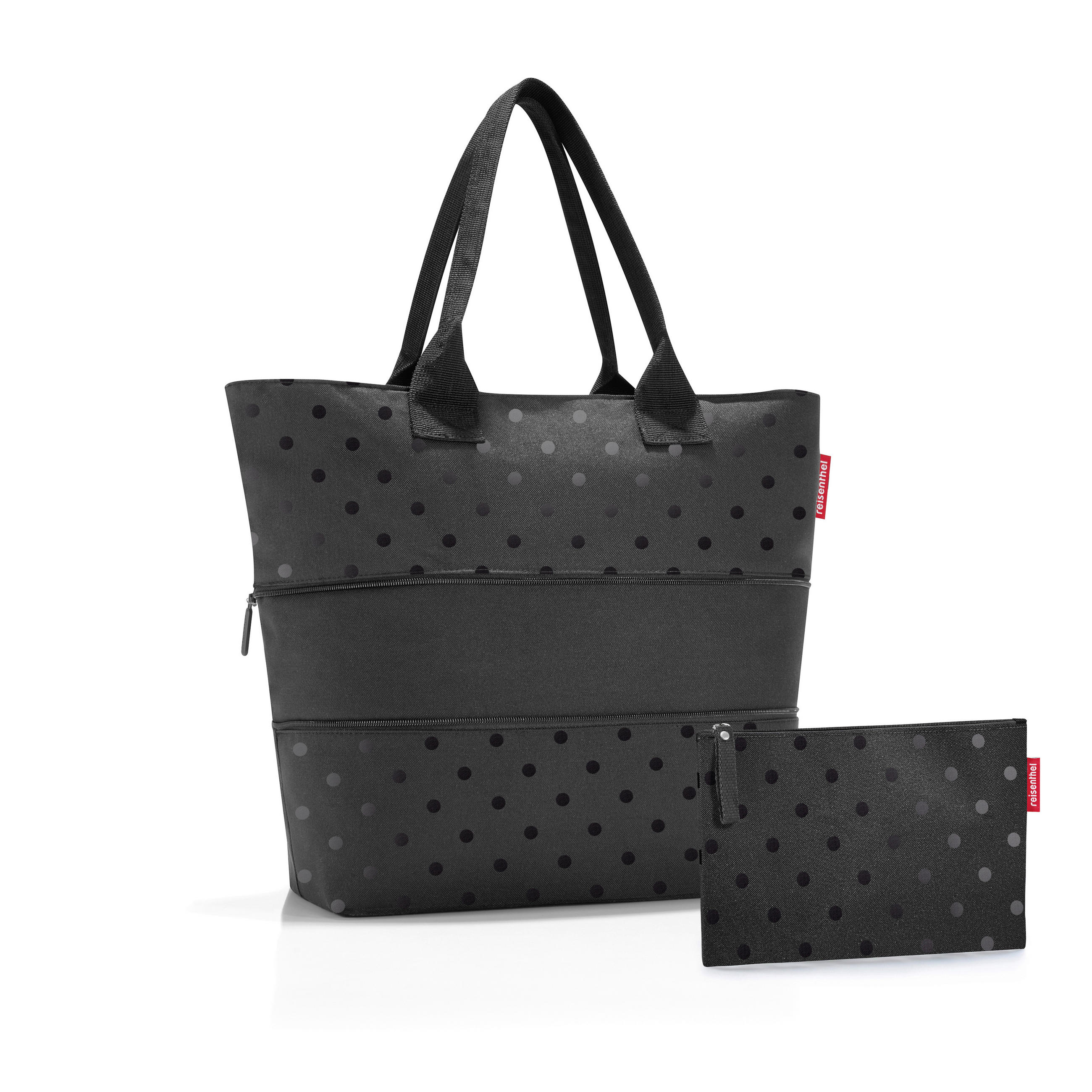 Reisenthel Shopper Shopper E1 set glossy dots black Schwarz 38x8x35 cm